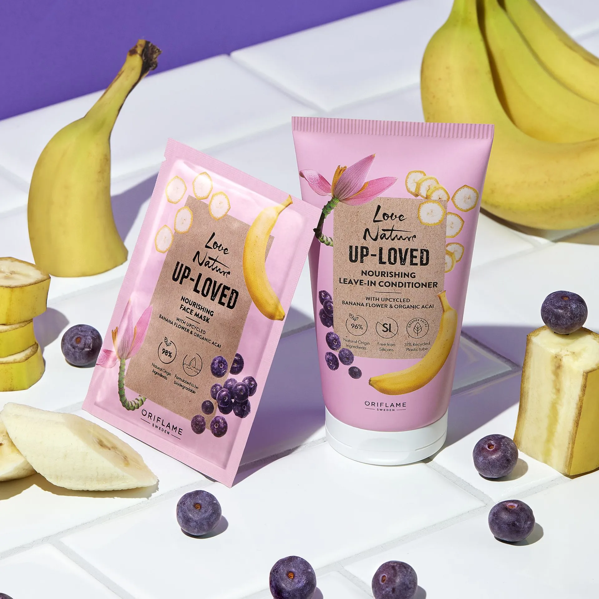 Condicionador Nutritivo sem Enxaguar com Flor de Banana e Açai Biológico Reciclados Love Nature Up-Loved 150 ml.