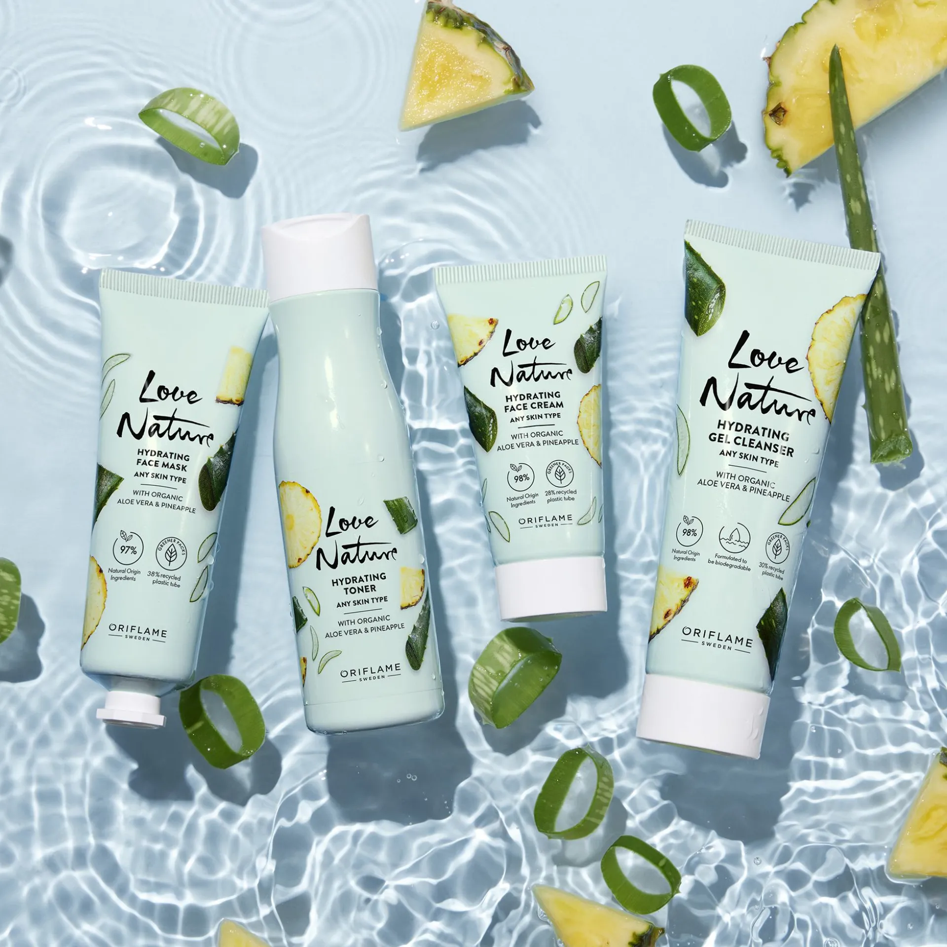 Creme de Rosto Hidratante com Aloé Vera e Ananás Biológicos Love Nature 50 ml.