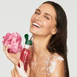Gel de Duche Esfoliante e Energizante com Menta e Framboesa Biológicas Love Nature 250 ml.