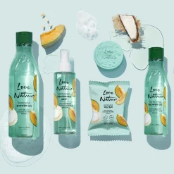 Gel de Duche Refrescante com Água de Coco e Melão Biológicos Love Nature 500 ml.