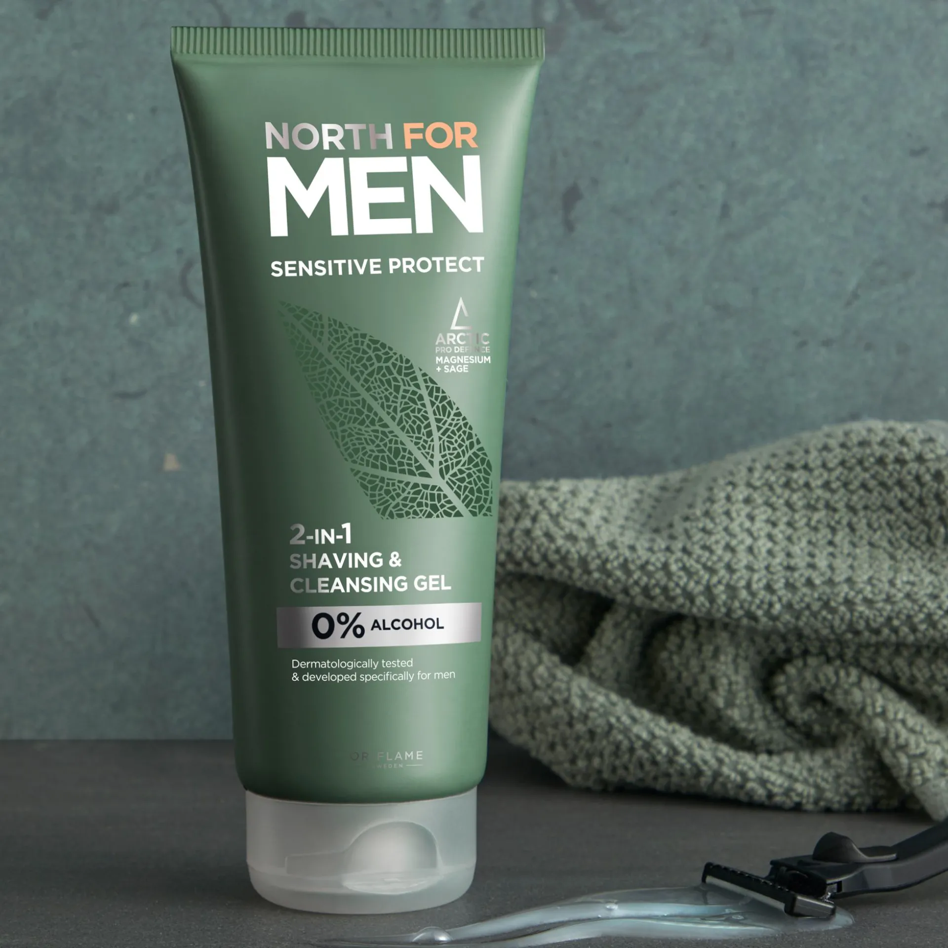 Gel de Limpeza e Barbear 2 em 1 Sensitive Protect North for Men 200 ml.