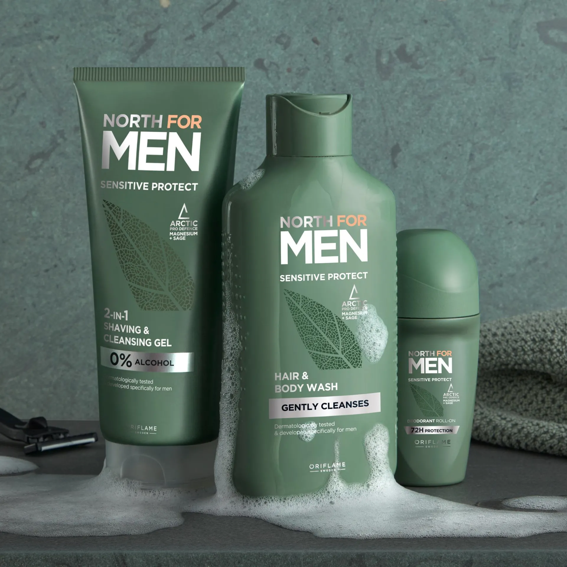 Gel de Limpeza e Barbear 2 em 1 Sensitive Protect North for Men 200 ml.