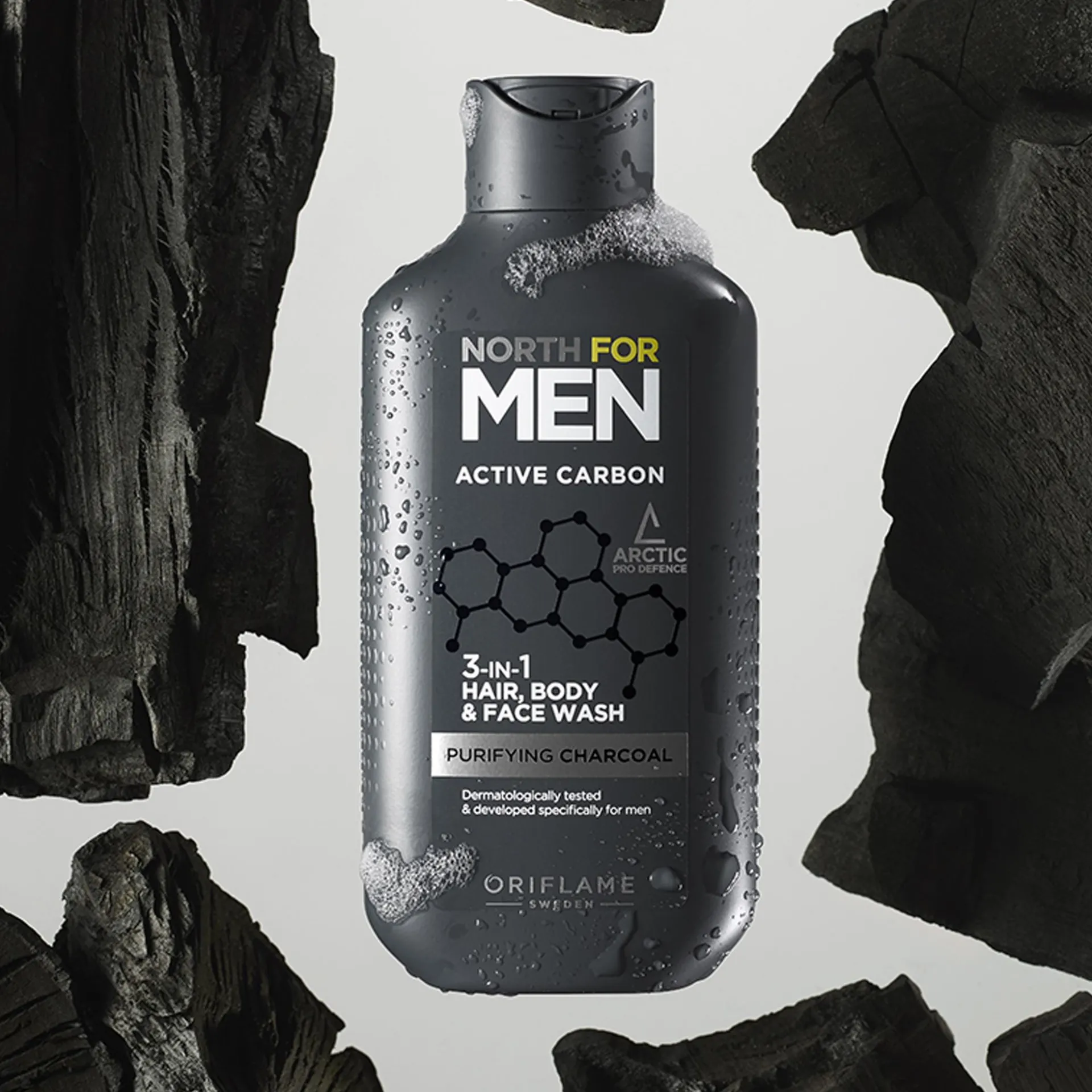 Gel Limpeza 3 em 1 com Carvão Ativado North For Men