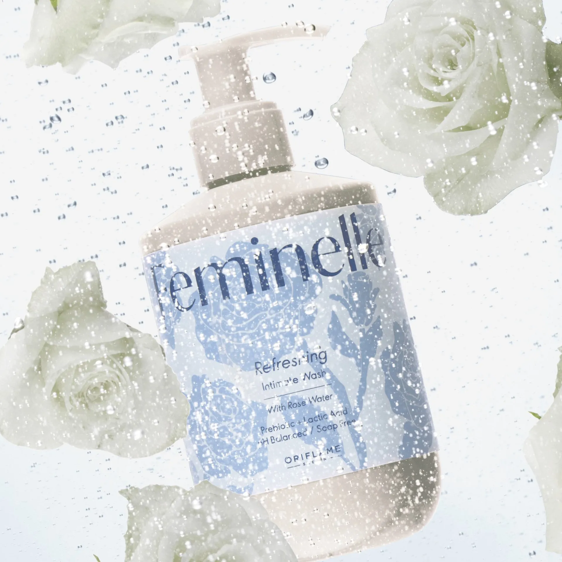 Lavagem Íntima Refrescante com Água de Rosas Feminelle 300 ml.