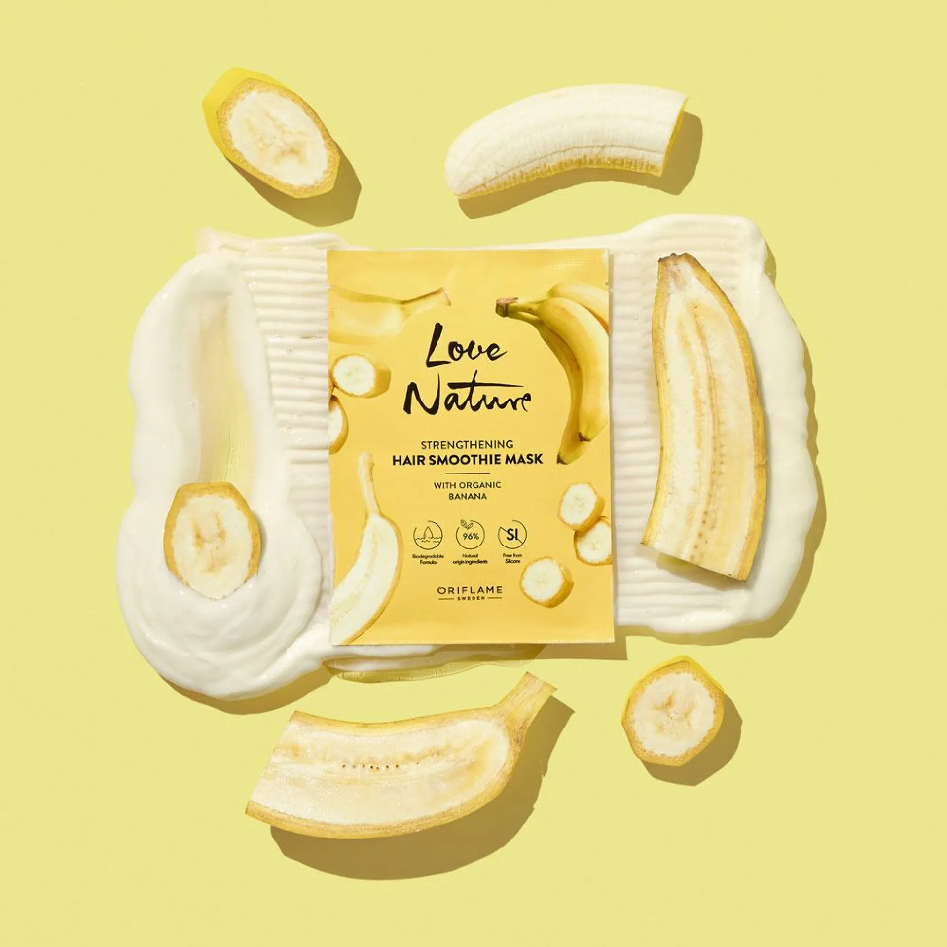 Máscara Fortificante com Banana Biológica Love Nature 30 ml.